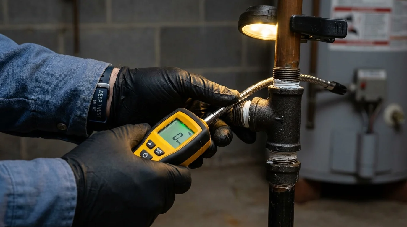 Gas leak detection with electronic sniffer by Johns Plumbing LLC in Boydton